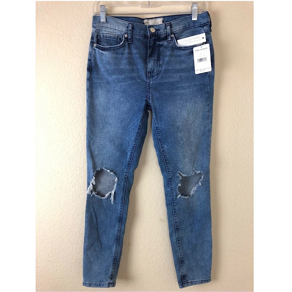 NEW Free People Busted Knee Skinny Jeans Denim